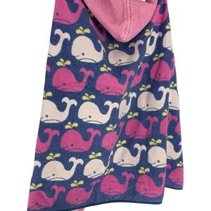 Pottery barn Whale Print Hooded Towel - Pink & Navy for baby